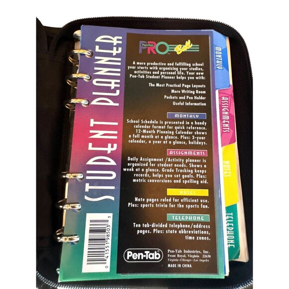 Vintage Pro Ball Student Planner 6-Ring Binder Pen-Tab Organizer - Picture 6 of 6